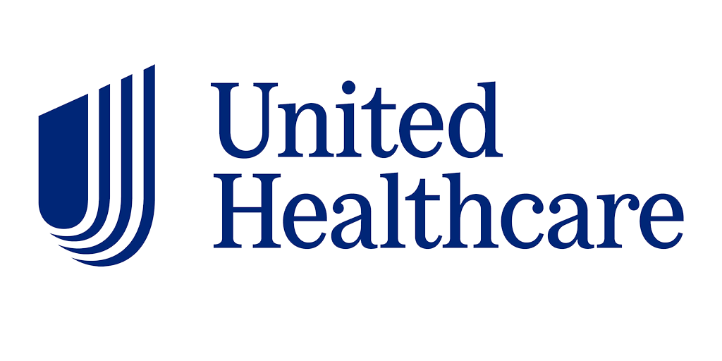 A black background with the words united healthcare written in blue.